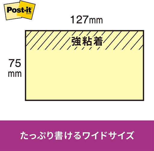 ポスト イット 強粘着ノート 75x127mm 90枚x5個 蛍光 655-5SSAN
