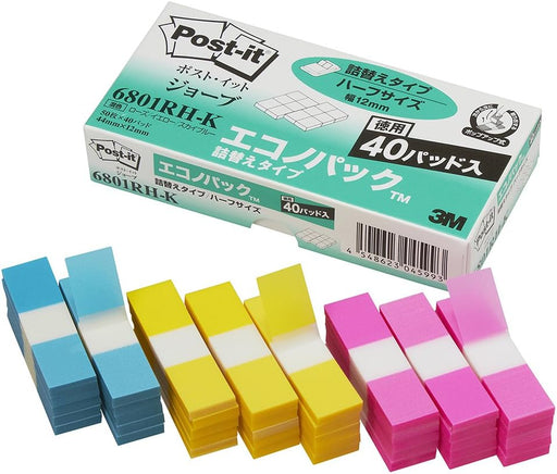 ポスト イット ジョーブ 詰替用 44x12mm 50枚x40個 混色 6801RH-K（10セット）
