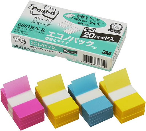 ポスト イット ジョーブ 詰替用 44x25mm 50枚x20個 混色 6801RN-K