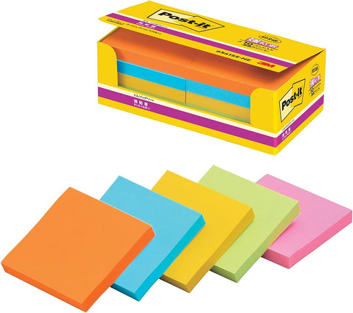 ポスト イット 強粘着ノート 75x75mm 90枚x10個 蛍光 6541SS-NE（10セット）
