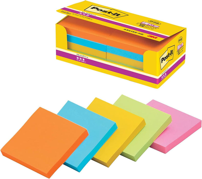 ポスト イット 強粘着ノート 75x75mm 90枚x10個 蛍光 6541SS-NE（10セット）