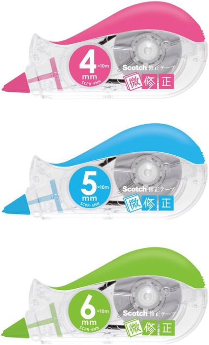 3M スコッチ 修正テープ微修正交換式 本体 ピンク 4mm×10m SCPD-4NN