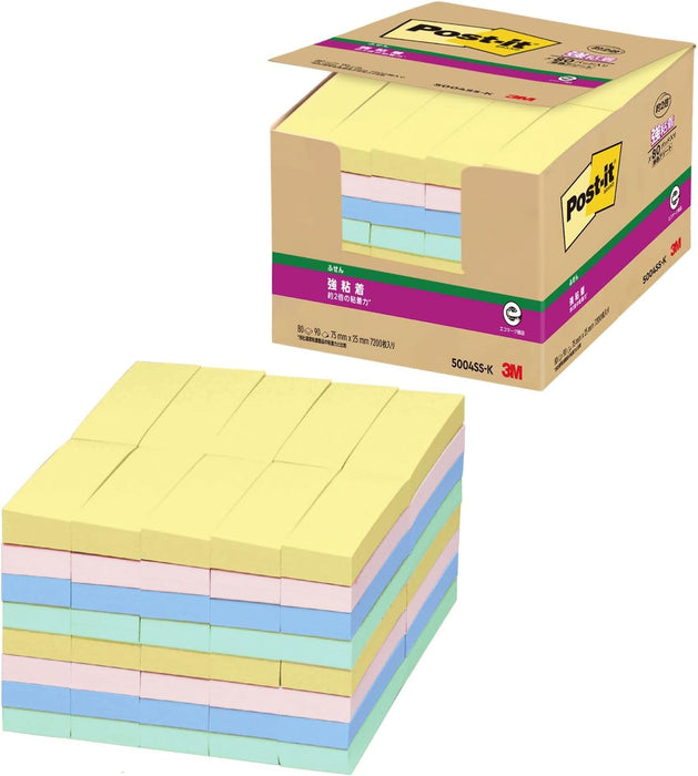ポストイット 強粘着ふせん 業務用 75mm×25mm 4色 90枚×80パッド 5004SS-K