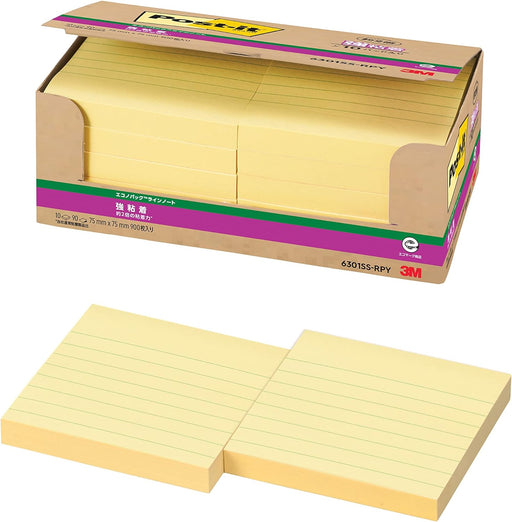 ３Ｍ ポストイット（R）エコノパック? 製品強粘着ノート 罫線入り 6301SS-RPY（10セット）