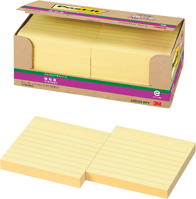 ３Ｍ ポストイット（R）エコノパック? 製品強粘着ノート 罫線入り 6301SS-RPY（10セット）