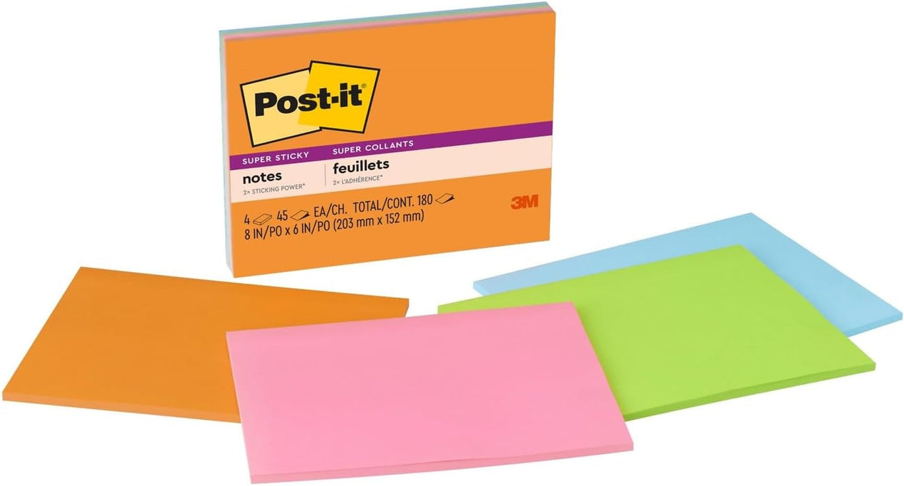 ポストイット 強粘着ミーティングノート 6845-SSP カラー4色 4冊 152×203ｍｍ（10セット）