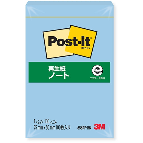 3M Japan Post-it Notizbuch aus Recyclingpapier 656RP-BN Blau 4519001562524