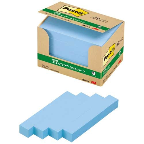 スリーエムジャパン Post-it ふせんハーフ 5601-B ブルー 4519001540034