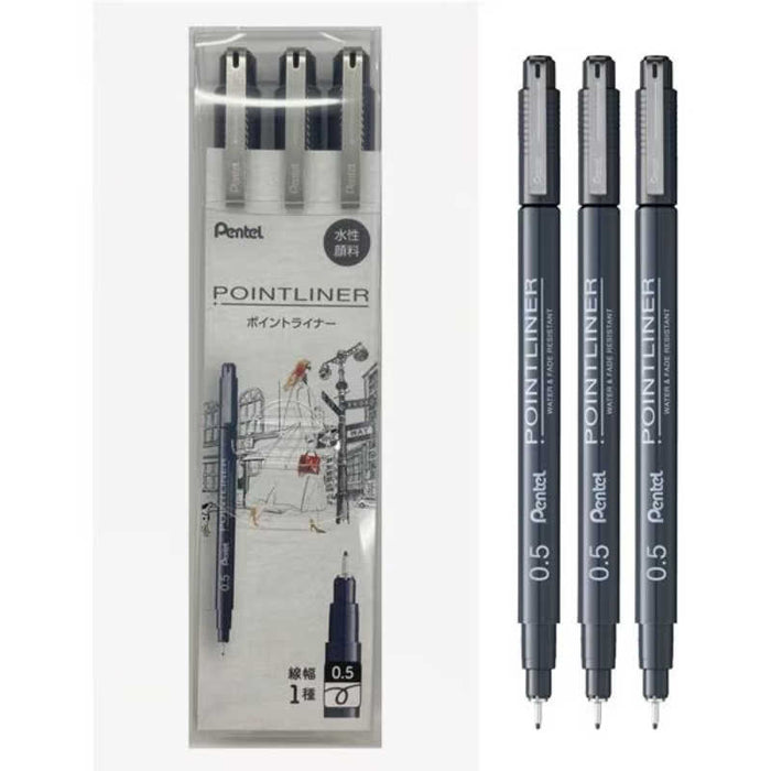 Pentel_Point Liner 0.5 Negro Juego de 3/4902506437891