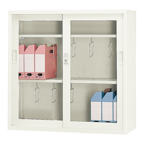 PLUS（プラス）オフィス家具 ３×３型引違書庫 ガラス戸 3355NG　4511597170022