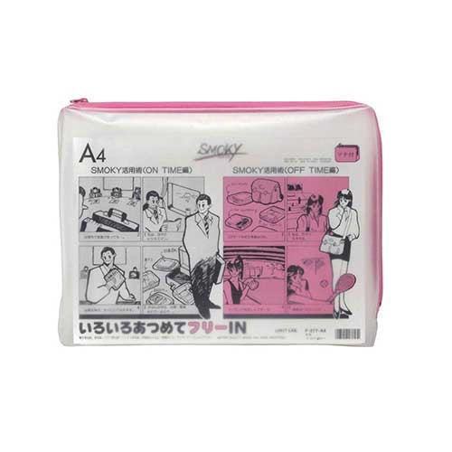 LIHITLAB. クリヤーケース F-277 A4S マチ付 桃 4903419138189