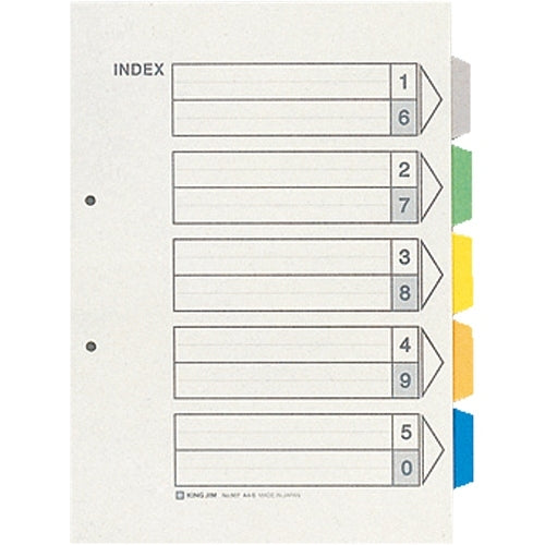 キングジム カラーインデックスA4S 5色5山6枚 907 4971660320608