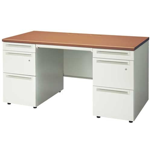 PLUS（プラス）オフィス家具 両袖机 UJ-147D-33 T2/W4 W1400　