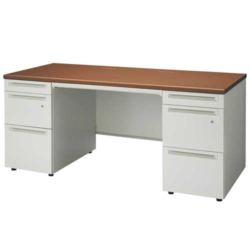 PLUS（プラス）オフィス家具 両袖机 UJ-167D-33 T2/W4 W1600　