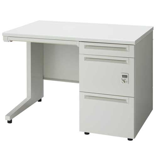 PLUS（プラス）オフィス家具 片袖机ダイヤル錠 UJ-107A-3D WS/W4 W1000　