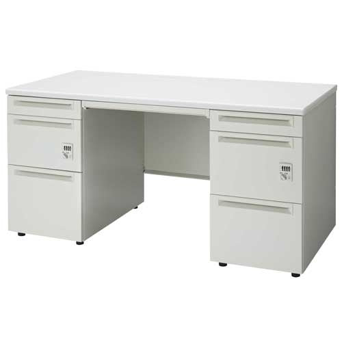 PLUS（プラス）オフィス家具 両袖机ダイヤル錠 UJ-147D-33D WS/W4 W1400　