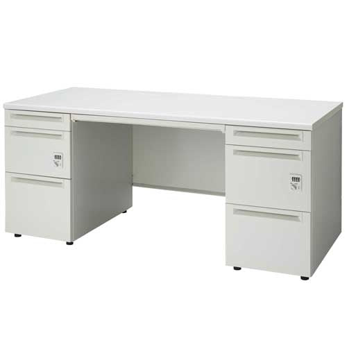 PLUS（プラス）オフィス家具 両袖机ダイヤル錠 UJ-167D-33D WS/W4 W1600　
