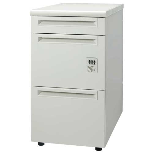 PLUS（プラス）オフィス家具 脇机3段ダイヤル錠UJ-047A-A3D WS/W4引出A　