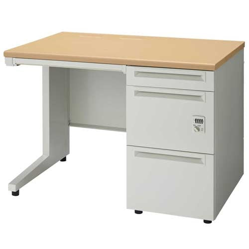 PLUS（プラス）オフィス家具 片袖机ダイヤル錠 UJ-107A-3D WM/W4 W1000　