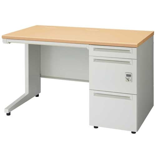 PLUS（プラス）オフィス家具 片袖机ダイヤル錠 UJ-127A-3D WM/W4 W1200　