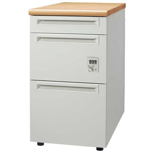 PLUS（プラス）オフィス家具 脇机3段ダイヤル錠UJ-047D-D3D WM/W4引出D　
