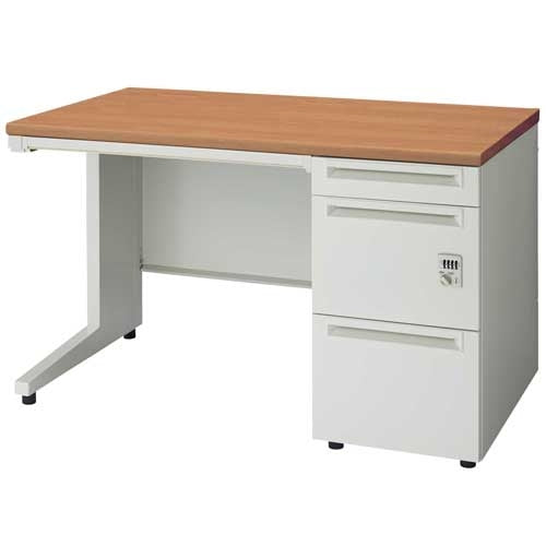 PLUS（プラス）オフィス家具 片袖机ダイヤル錠 UJ-127A-3D T2/W4 W1200　