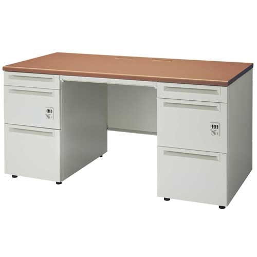 PLUS（プラス）オフィス家具 両袖机ダイヤル錠 UJ-147D-33D T2/W4 W1400　