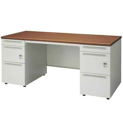 PLUS（プラス）オフィス家具 両袖机ダイヤル錠 UJ-167D-33D T2/W4 W1600　