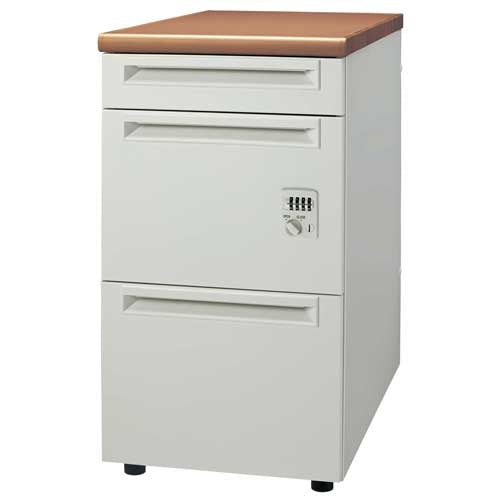 PLUS（プラス）オフィス家具 脇机3段ダイヤル錠UJ-047A-A3D T2/W4引出A　