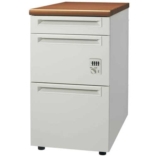 PLUS（プラス）オフィス家具 脇机3段ダイヤル錠UJ-047D-D3D T2/W4引出D　