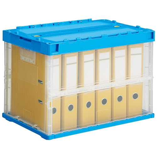 PLUS（プラス）オフィス家具 オリコン ペタンコ C-60B-B 蓋付透明ブルー　4983049490567