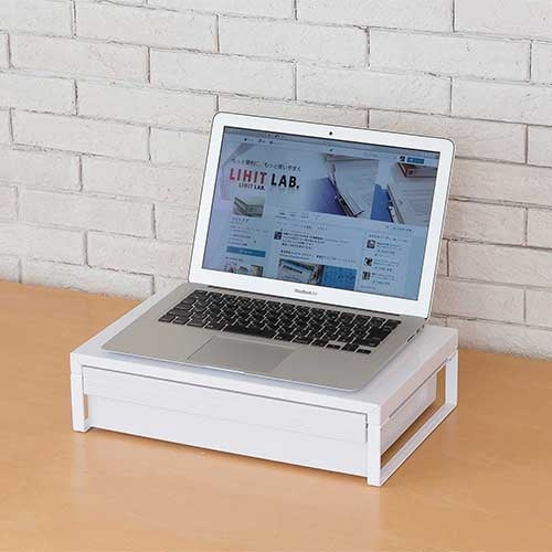 LIHITLAB. 机上台390ｍｍ引出付 白 A-7341-0 4903419819217