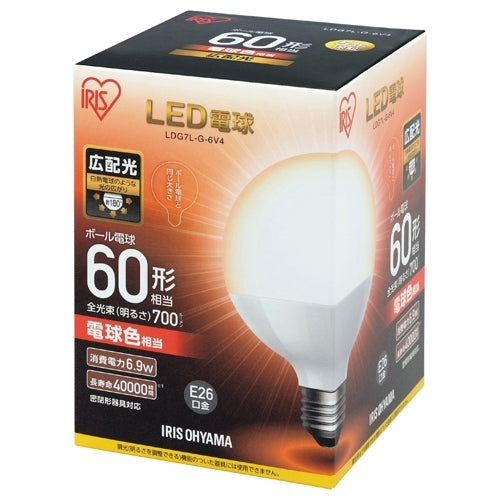 アイリスオーヤマ LED電球60W E26ボール球電球 LDG7L-G-6V4 4967576300414