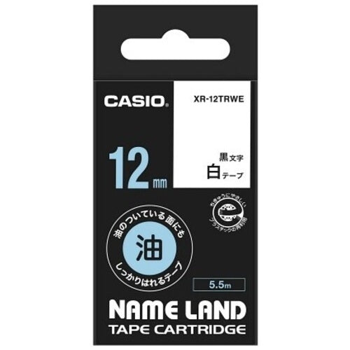 Casio Computer Label Tape XR-12TRWE Black Letter White Tape 12mm 4549526601705
