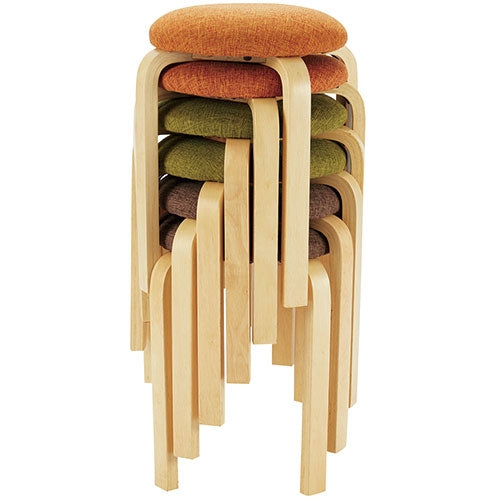 PLUS（プラス）オフィス家具 丸イス 745535 ブラウン 木製　4560258449052