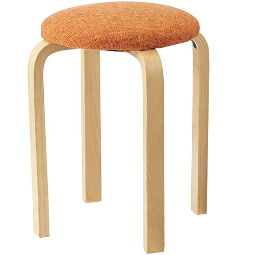 PLUS（プラス）オフィス家具 丸イス 745536 オレンジ 木製　4560258449069