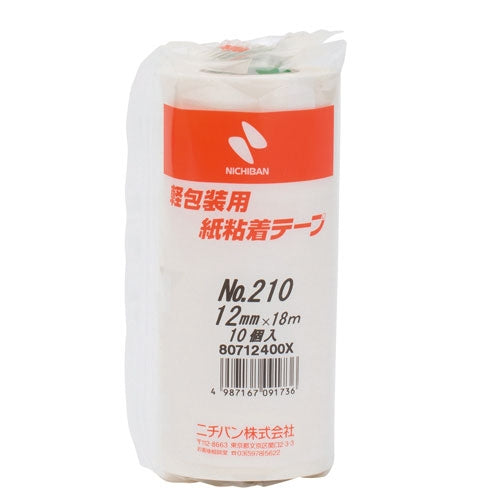 ニチバン 紙粘着テープ 210-12 白 12ｍｍ×18m 10巻 4987167091736