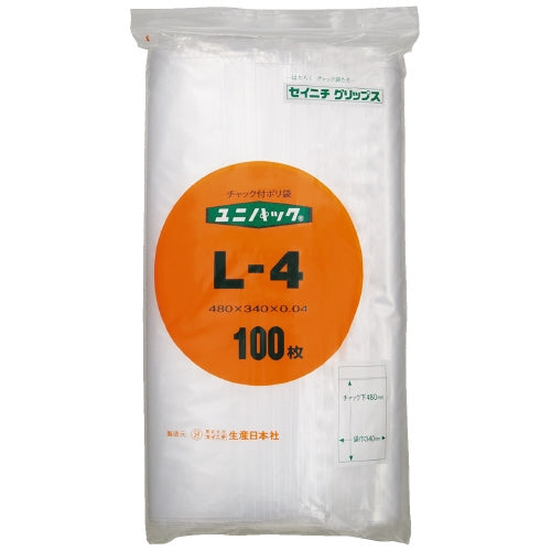 生産日本社 チャックポリ袋 480*340 100枚 L-4 4909767112123