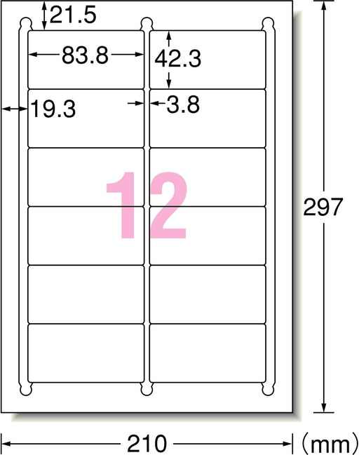 エーワン ラベルシール プリンタ兼用 ハイグレードタイプ 12面 20枚 75312（10セット）