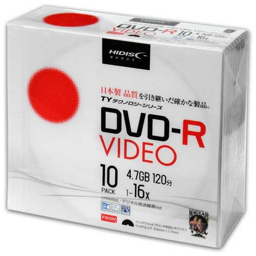 HIDISC 録画用DVD-R 120分 10枚 TYDR12JCP10SC 4984279620120