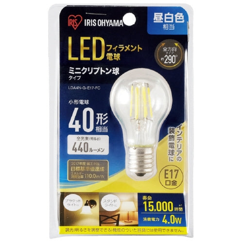 アイリスオーヤマ LEDミニクリプトン球40形E17 昼白色 4967576394291
