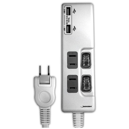 HIDISC USB2ポート付き 節電タップ HDUTC2U2WH 4984279640227