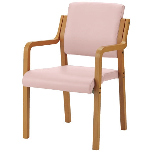PLUS（プラス）オフィス家具 会議イス WF-C5ALN ピンク 肘付 木製　4547345054641