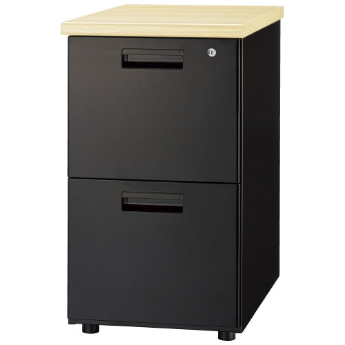 PLUS（プラス）オフィス家具 脇机2段 GT-462WTR BK ナチュラル　