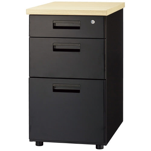 PLUS（プラス）オフィス家具 脇机3段 GT-463WTR BK ナチュラル　