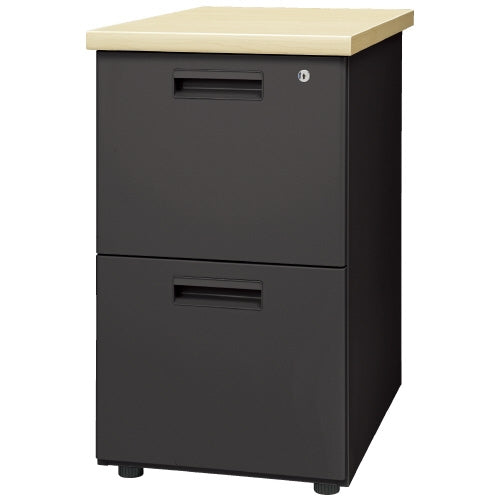 PLUS（プラス）オフィス家具 脇机2段 GT-472WTR BK ナチュラル　