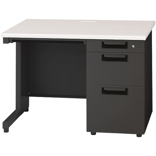 PLUS（プラス）オフィス家具 片袖机 JS-107D-3 WH/TBK ブラック　