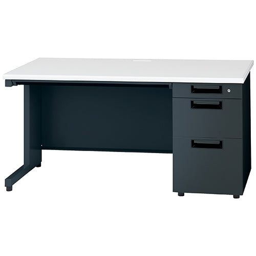 PLUS（プラス）オフィス家具 片袖机 JS-147D-3 WH/TBK ブラック　