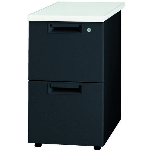 PLUS（プラス）オフィス家具 脇机2段 JS-047D-A2 ホワイト/ブラック　