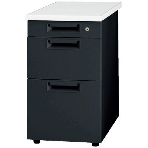 PLUS（プラス）オフィス家具 脇机3段 JS-047D-D3 ホワイト/ブラック　